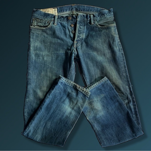 Abercrombie & Fitch Men's Blue Jeans, REMSEN Low Rise Slim Straight button down - Picture 11 of 11